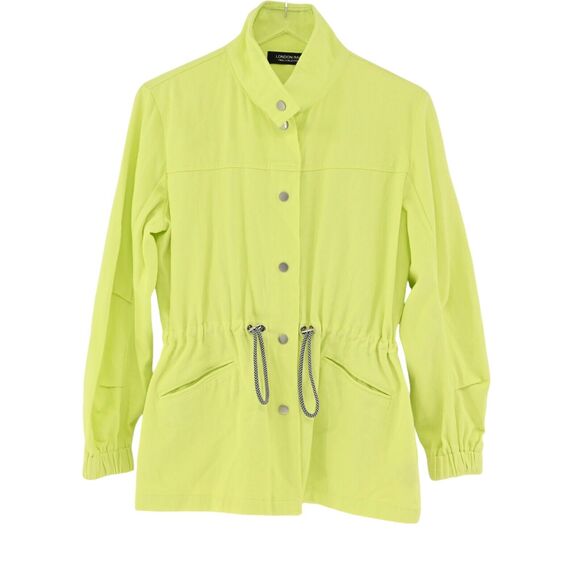 LONDON RAG Jacket‎ Womens Size M Chartreuse 100% Cotton Twill Collection Utility - Picture 1 of 13